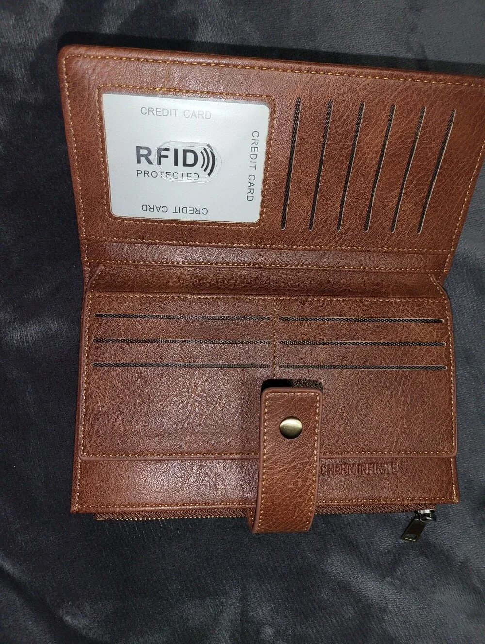Black and Brown Leather Zip Wallet - Classic Organizer